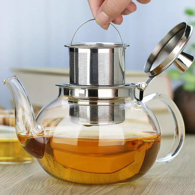 Glass teapot high temperature resistant stainless steel with tea infuser