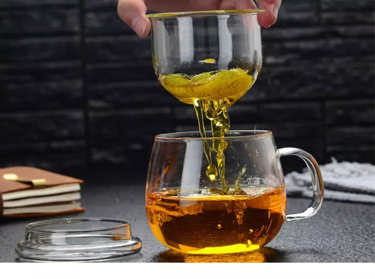 Glass Tea Cup with Infuser and Lid