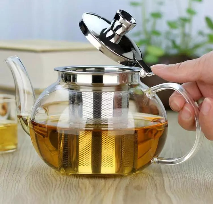 Glass teapot high temperature resistant stainless steel with tea infuser