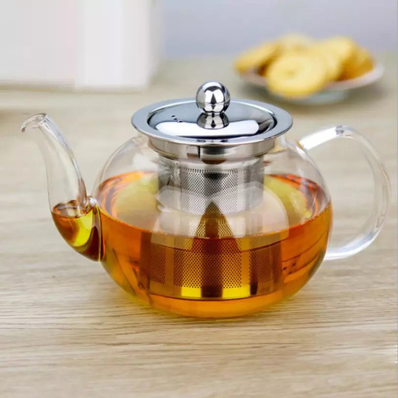 Glass teapot high temperature resistant stainless steel with tea infuser